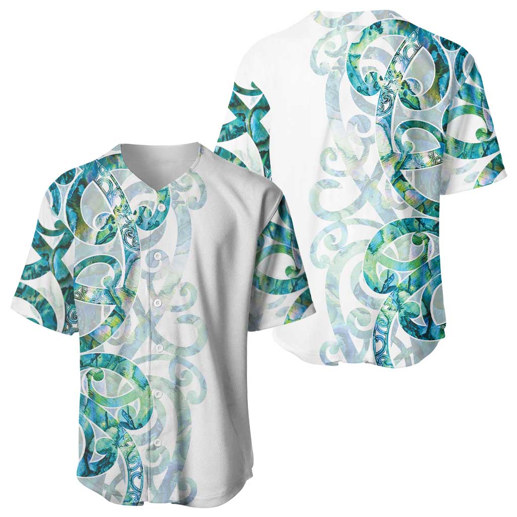 Paua Shell Maori Baseball Jersey Koru Kowhaiwhai LT7 - Polynesian Pride