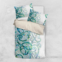 Paua Shell Maori Bedding Set Koru Kowhaiwhai LT7 US Twin 172cm x 218cm White - Polynesian Pride