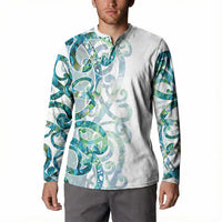 Paua Shell Maori Button Sweatshirt Koru Kowhaiwhai LT7 - Polynesian Pride