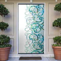 Paua Shell Maori Door Cover Koru Kowhaiwhai LT7 White - Polynesian Pride