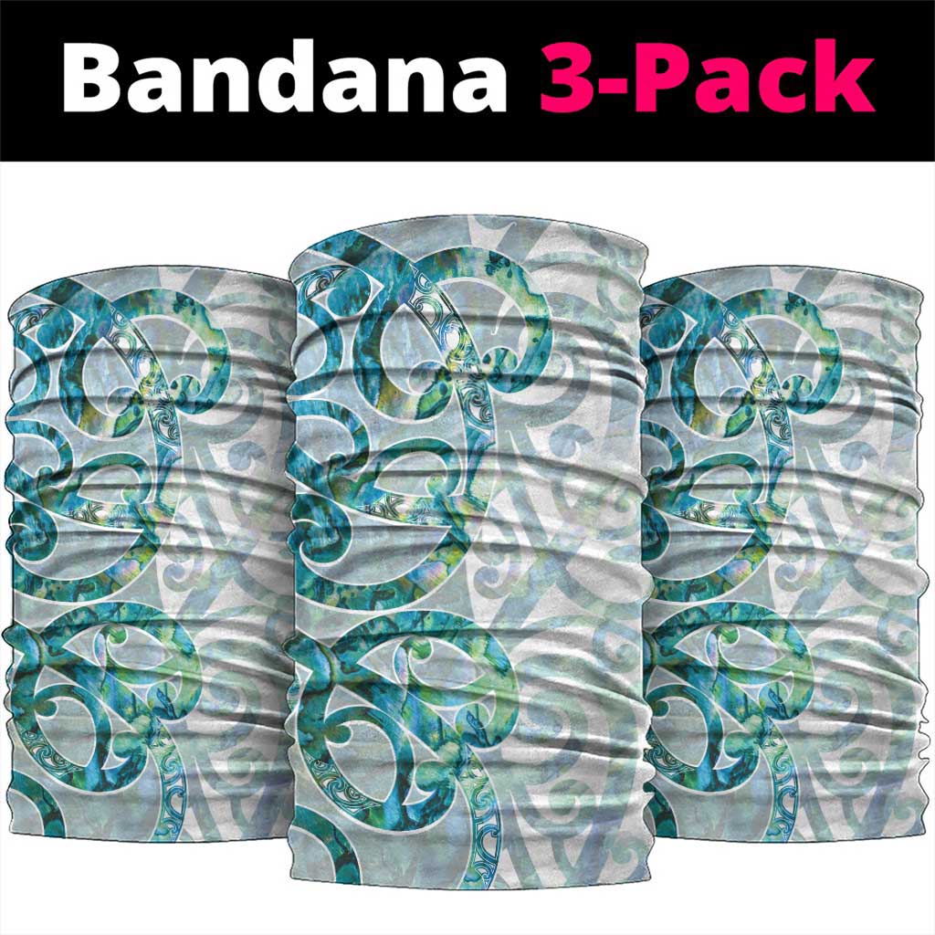 Paua Shell Maori Neck Gaiter - Koru Kowhaiwhai Design LT7 package One Size: 25*50cm White - Polynesian Pride