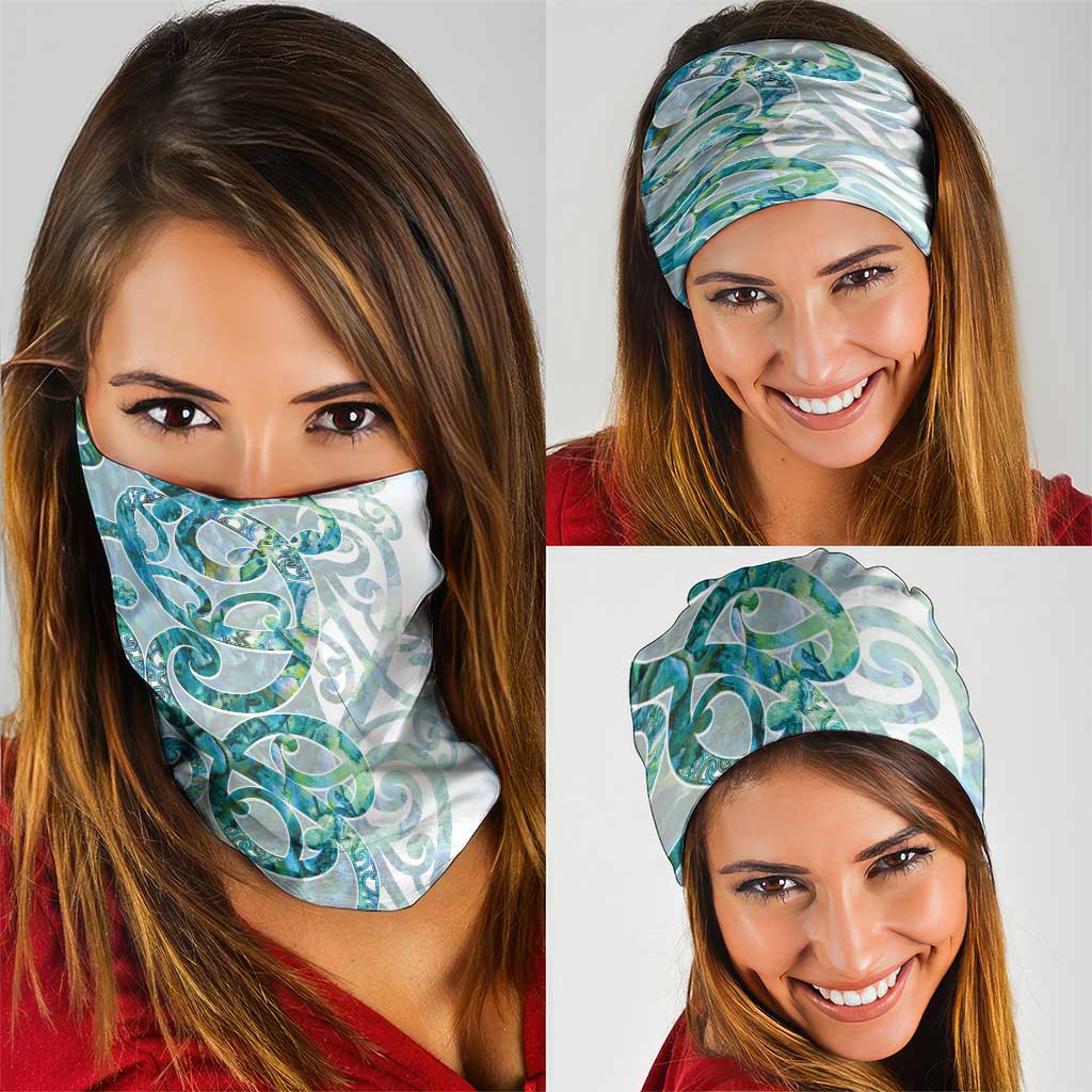 Paua Shell Maori Neck Gaiter - Koru Kowhaiwhai Design LT7 - Polynesian Pride