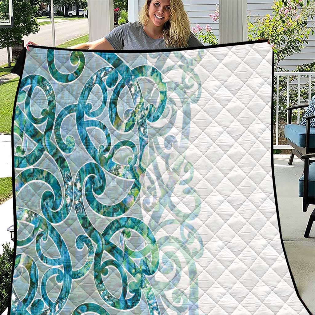 Paua Shell Maori Quilt Koru Kowhaiwhai LT7 White - Polynesian Pride