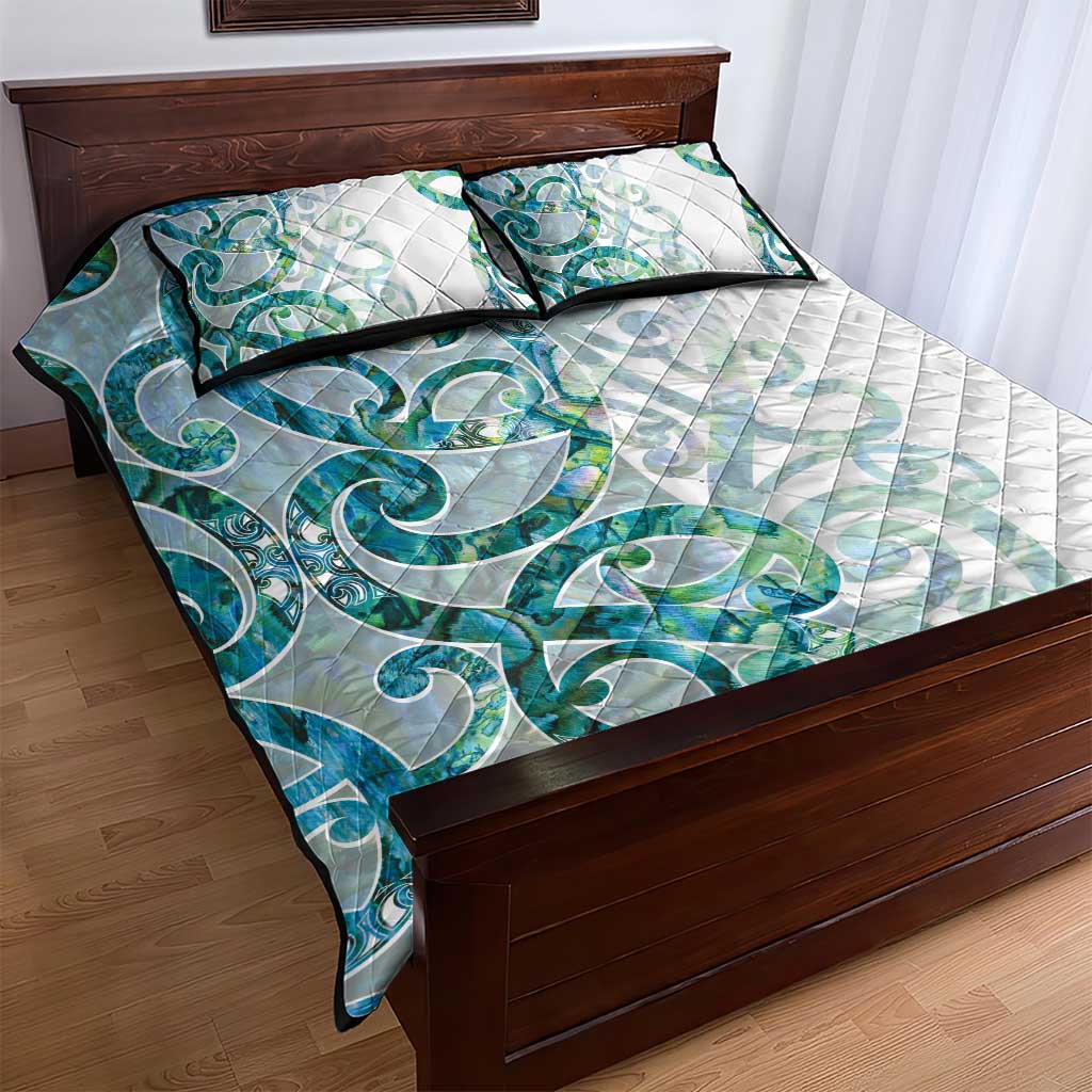 Paua Shell Maori Quilt Bed Set Koru Kowhaiwhai LT7 - Polynesian Pride