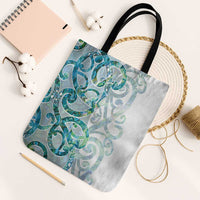 Paua Shell Maori Tote Bag Koru Kowhaiwhai LT7 Black Strap One Size White - Polynesian Pride