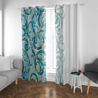 Paua Shell Maori Window Curtain Koru Kowhaiwhai LT7 With Grommets White - Polynesian Pride