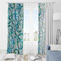 Paua Shell Maori Window Curtain Koru Kowhaiwhai LT7 - Polynesian Pride