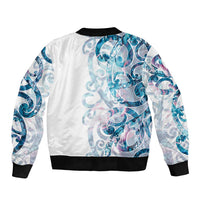 Turquoise Paua Shell Maori Bomber Jacket Koru Kowhaiwhai LT7 - Polynesian Pride