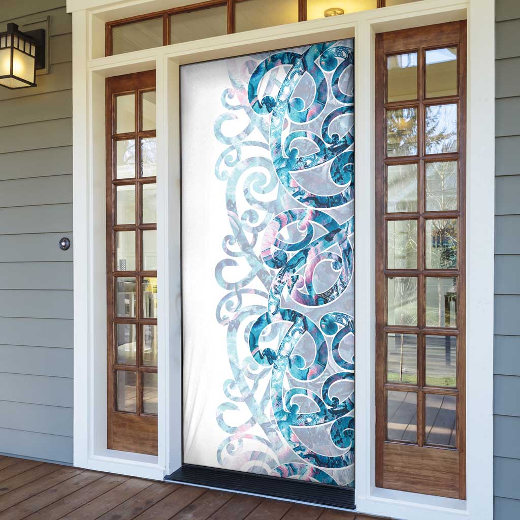 Turquoise Paua Shell Maori Door Cover Koru Kowhaiwhai LT7 - Polynesian Pride