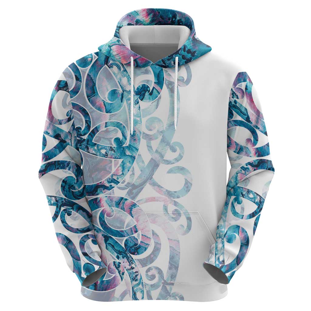 Turquoise Paua Shell Maori Hoodie Koru Kowhaiwhai LT7 - Polynesian Pride