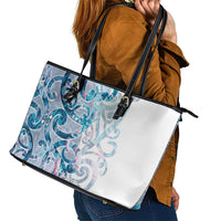 Turquoise Paua Shell Maori Leather Tote Bag Koru Kowhaiwhai LT7 - Polynesian Pride