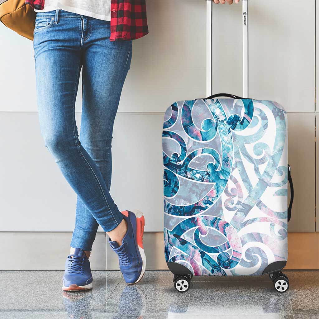 Turquoise Paua Shell Maori Luggage Cover Koru Kowhaiwhai LT7 - Polynesian Pride