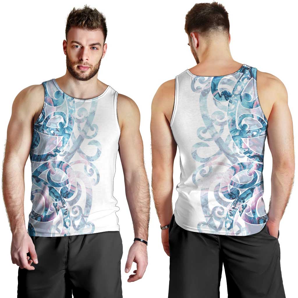 Turquoise Paua Shell Maori Men Tank Top Koru Kowhaiwhai LT7 - Polynesian Pride