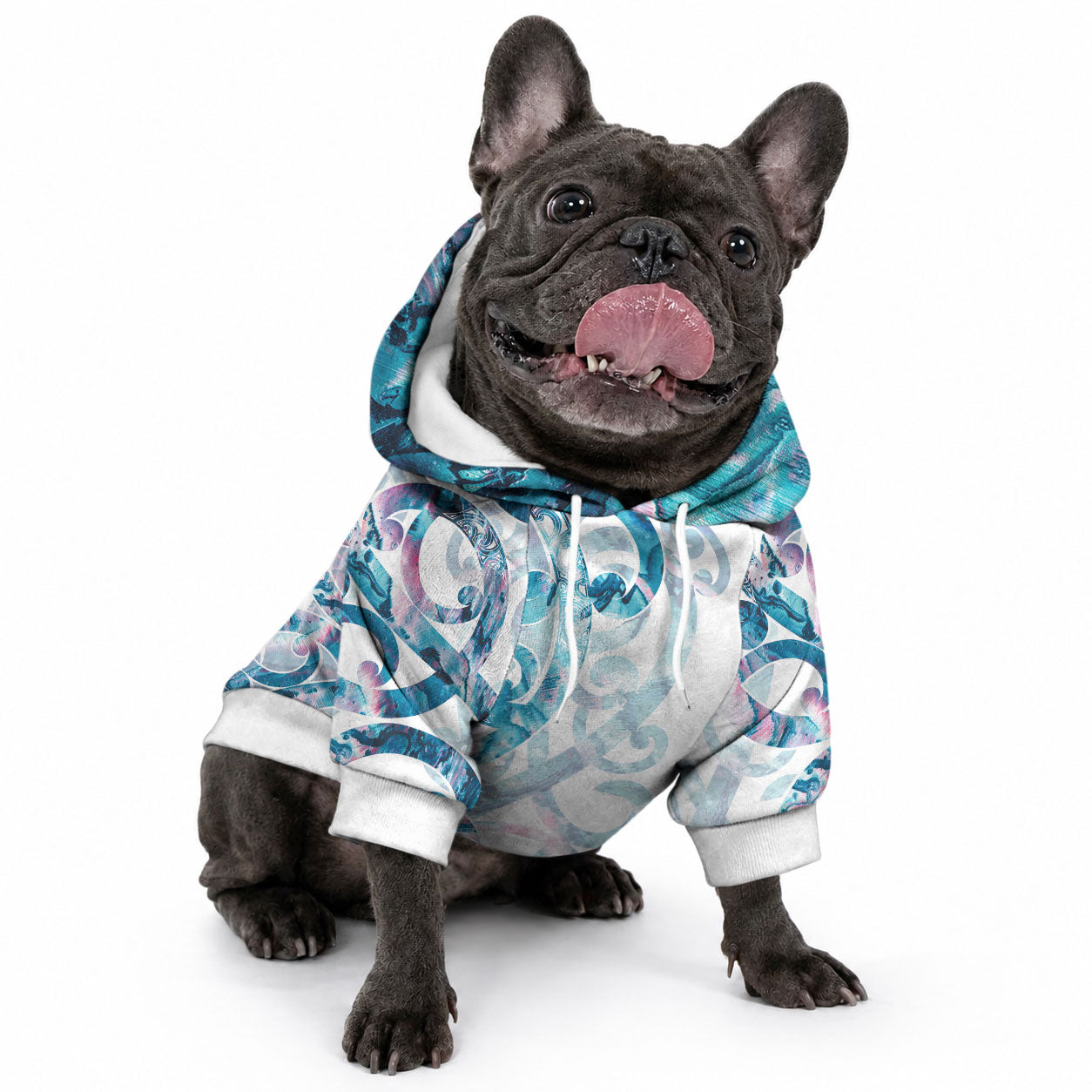 Turquoise Paua Shell Maori Pet Hoodie Koru Kowhaiwhai LT7 - Polynesian Pride