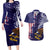 American Samoa Mix US Couples Matching Long Sleeve Bodycon Dress and Hawaiian Shirt Flag Day Grunge Style LT7 Blue - Polynesian Pride