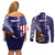 American Samoa Mix US Couples Matching Off Shoulder Short Dress and Long Sleeve Button Shirt Flag Day Grunge Style LT7 - Polynesian Pride