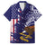 American Samoa Mix US Family Matching Off The Shoulder Long Sleeve Dress and Hawaiian Shirt Flag Day Grunge Style LT7 Dad's Shirt - Short Sleeve Blue - Polynesian Pride