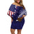 American Samoa Mix US Family Matching Off Shoulder Short Dress and Hawaiian Shirt Flag Day Grunge Style LT7 Mom's Dress Blue - Polynesian Pride