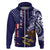 American Samoa Mix US Hoodie Flag Day Grunge Style LT7 Zip Hoodie Blue - Polynesian Pride