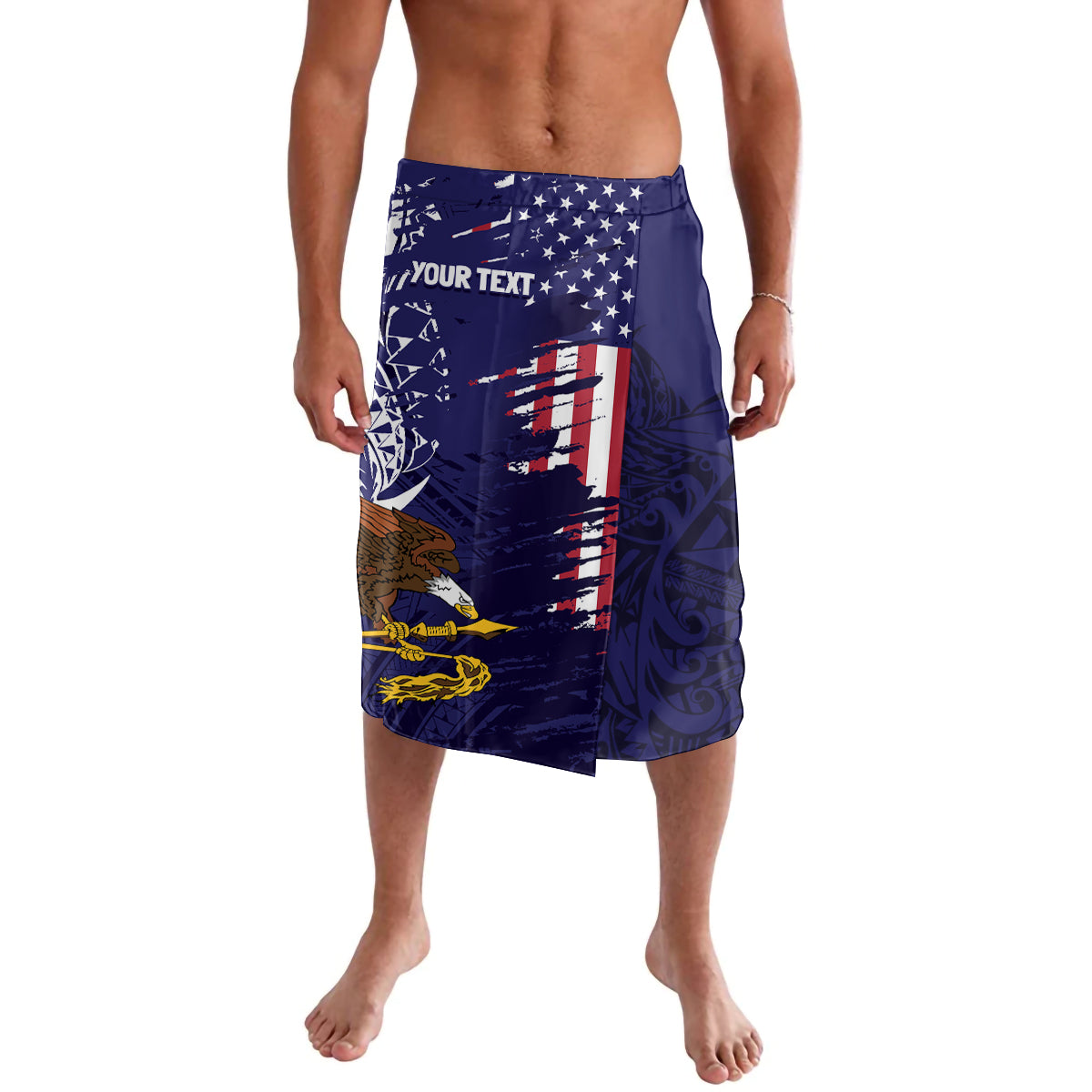 American Samoa Mix US Lavalava Flag Day Grunge Style LT7 Blue - Polynesian Pride