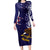 American Samoa Mix US Long Sleeve Bodycon Dress Flag Day Grunge Style LT7 Long Dress Blue - Polynesian Pride