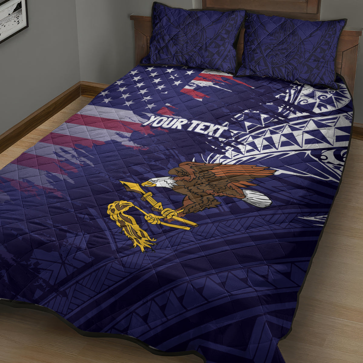 American Samoa Mix US Quilt Bed Set Flag Day Grunge Style LT7 - Polynesian Pride