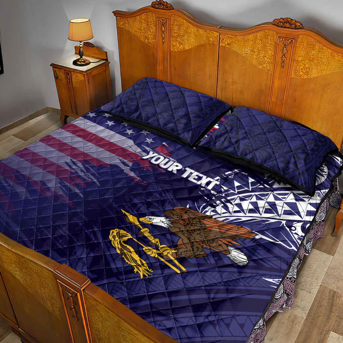 American Samoa Mix US Quilt Bed Set Flag Day Grunge Style LT7 - Polynesian Pride