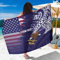 American Samoa Mix US Sarong Flag Day Grunge Style LT7 One Size 44 x 66 inches Blue - Polynesian Pride