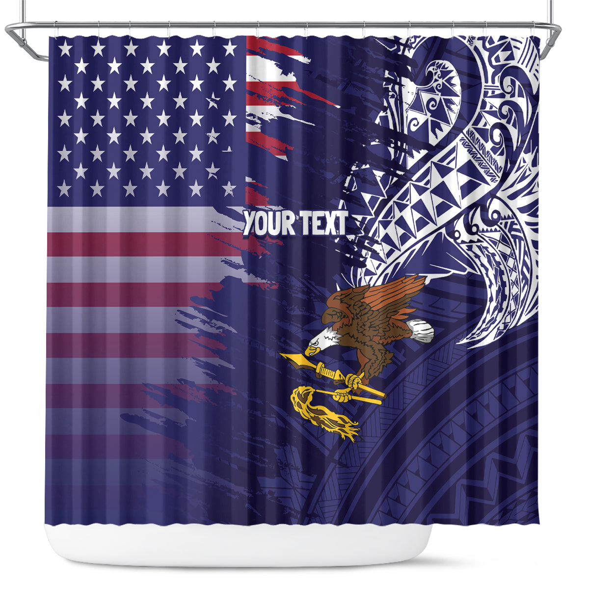 American Samoa Mix US Shower Curtain Flag Day Grunge Style