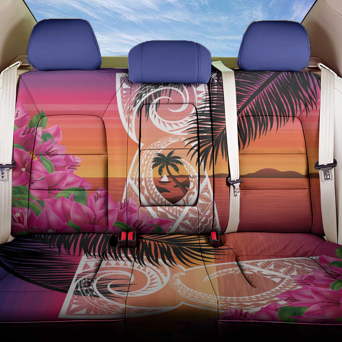 Guam Chamorro Back Car Seat Cover Artsy Latte Stone LT7 One Size Art - Polynesian Pride