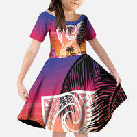 Guam Chamorro Kid Short Sleeve Dress Artsy Latte Stone LT7 KID Art - Polynesian Pride