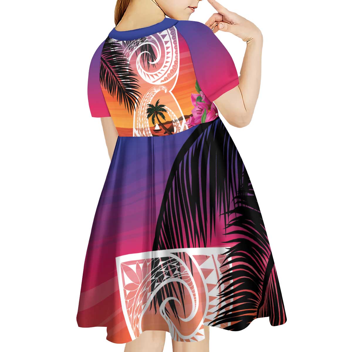 Guam Chamorro Kid Short Sleeve Dress Artsy Latte Stone LT7 - Polynesian Pride