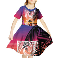 Guam Chamorro Kid Short Sleeve Dress Artsy Latte Stone LT7 - Polynesian Pride