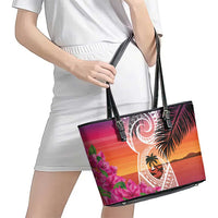 Guam Chamorro Leather Tote Bag Artsy Latte Stone LT7 - Polynesian Pride