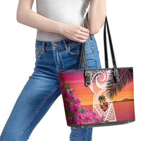 Guam Chamorro Leather Tote Bag Artsy Latte Stone LT7 - Polynesian Pride