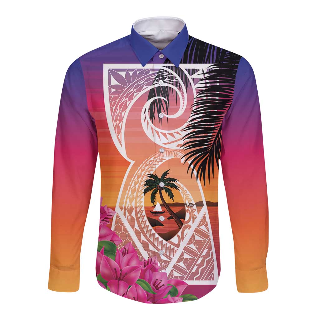 Guam Chamorro Long Sleeve Button Shirt Artsy Latte Stone LT7 Unisex Art - Polynesian Pride