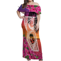 Guam Chamorro Off Shoulder Maxi Dress Artsy Latte Stone LT7 Women Art - Polynesian Pride