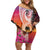 Guam Chamorro Off Shoulder Short Dress Artsy Latte Stone