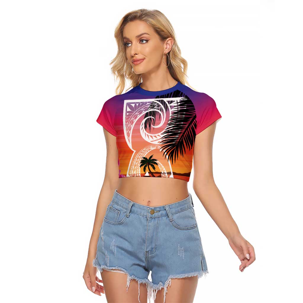 Guam Chamorro Raglan Cropped T Shirt Artsy Latte Stone LT7 Female Art - Polynesian Pride