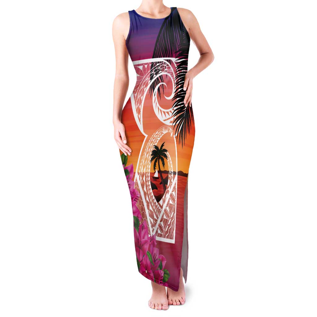 Guam Chamorro Tank Maxi Dress Artsy Latte Stone LT7 Women Art - Polynesian Pride