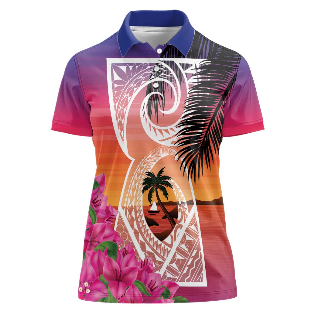 Guam Chamorro Women Polo Shirt Artsy Latte Stone