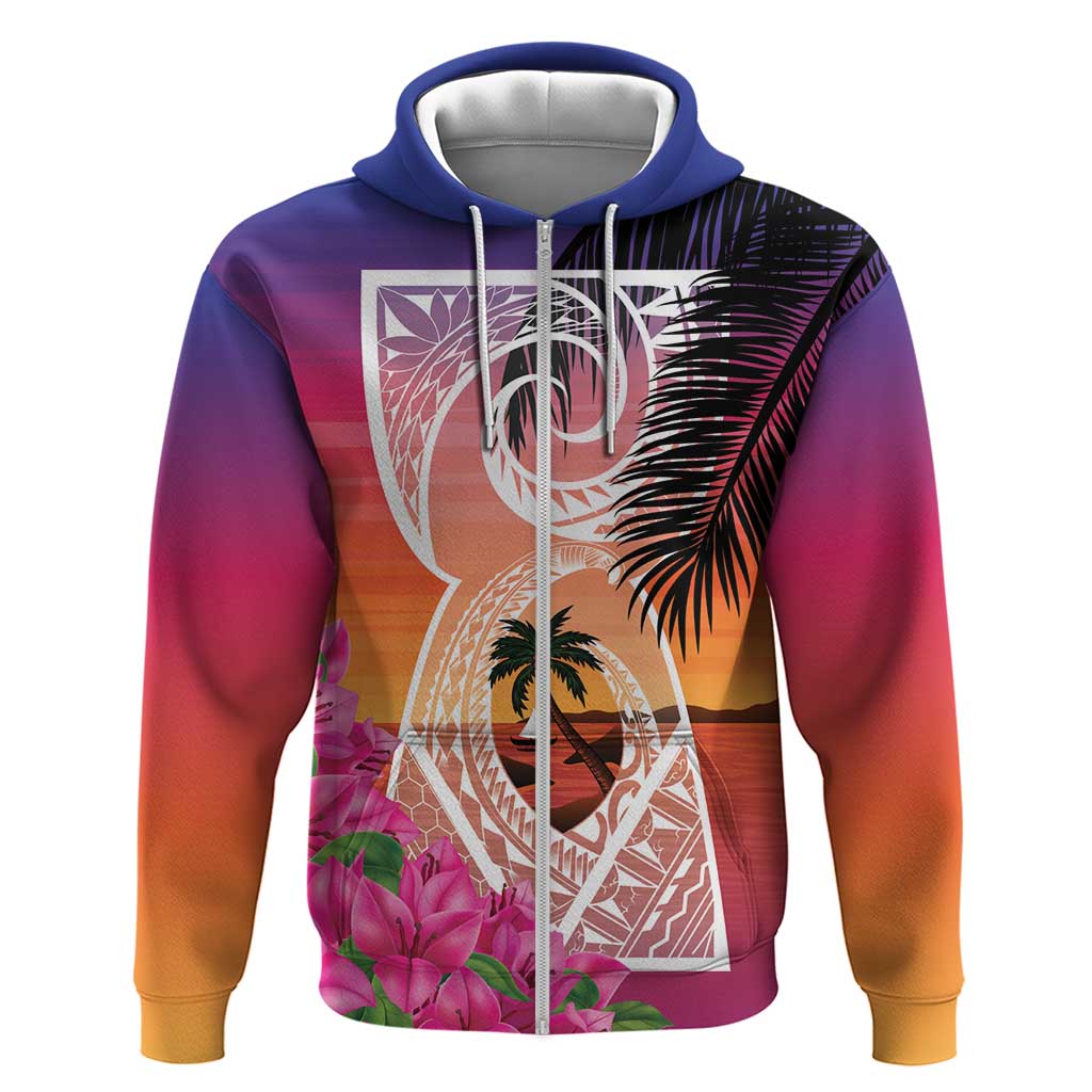 Guam Chamorro Zip Hoodie Artsy Latte Stone LT7 Zip Hoodie Art - Polynesian Pride