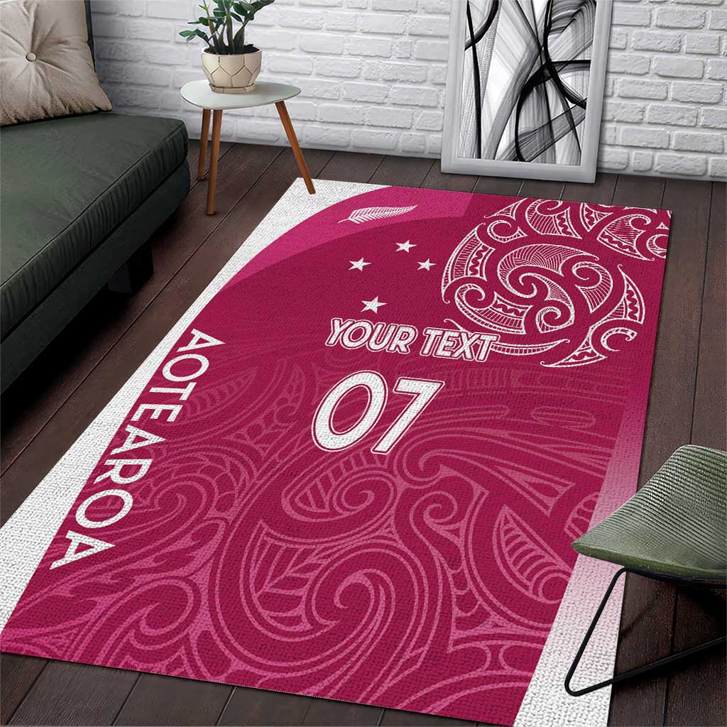 Personalised New Zealand Rugby Area Rug Aotearoa Champions - Pink Version LT7 Pink - Polynesian Pride