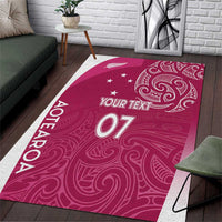 Personalised New Zealand Rugby Area Rug Aotearoa Champions - Pink Version LT7 Pink - Polynesian Pride