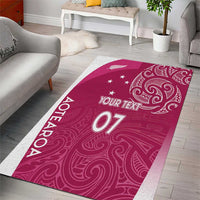 Personalised New Zealand Rugby Area Rug Aotearoa Champions - Pink Version LT7 - Polynesian Pride