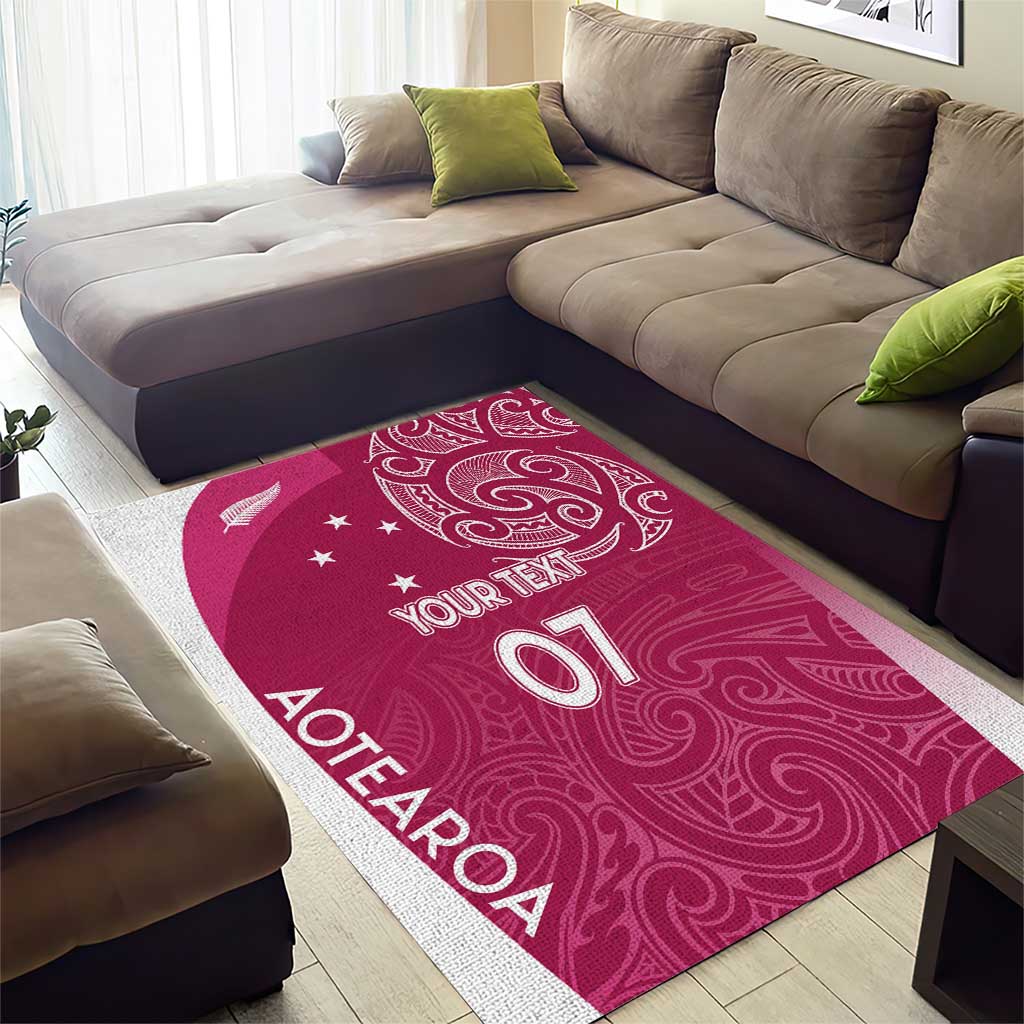 Personalised New Zealand Rugby Area Rug Aotearoa Champions - Pink Version LT7 - Polynesian Pride