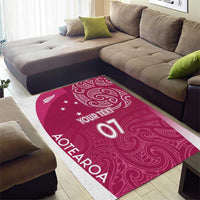 Personalised New Zealand Rugby Area Rug Aotearoa Champions - Pink Version LT7 - Polynesian Pride