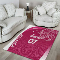 Personalised New Zealand Rugby Area Rug Aotearoa Champions - Pink Version LT7 - Polynesian Pride