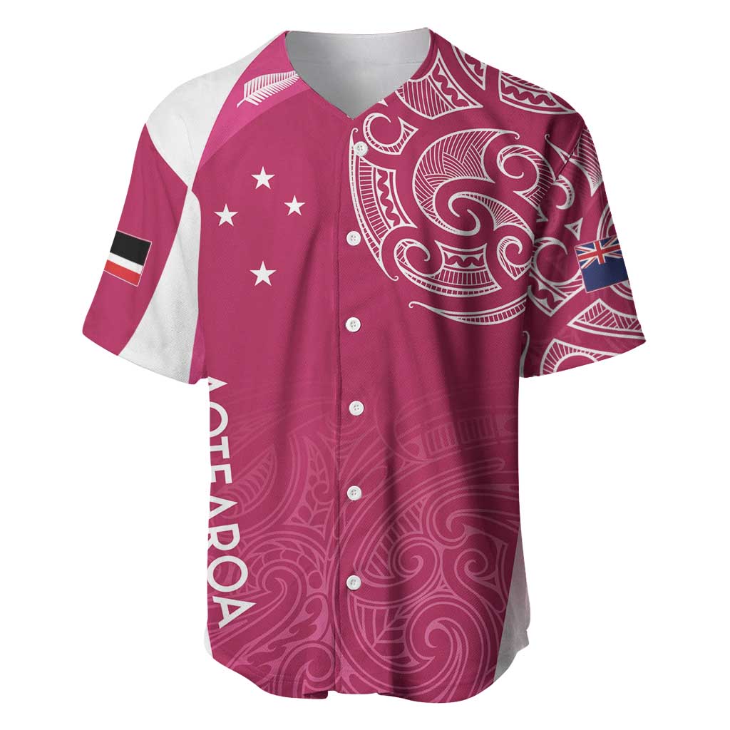 Personalised New Zealand Rugby Baseball Jersey Aotearoa Champions - Pink Version LT7 Pink - Polynesian Pride