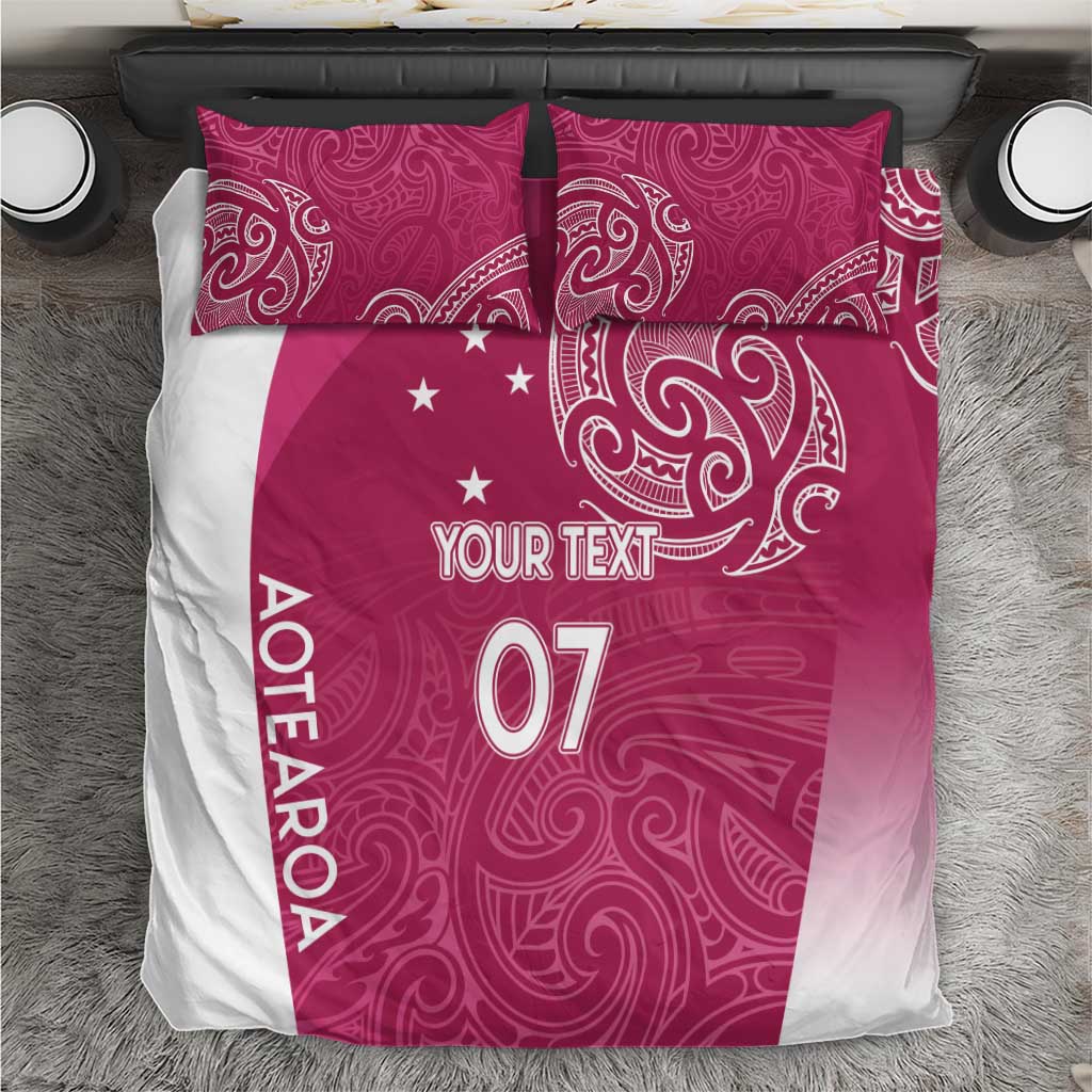 Personalised New Zealand Rugby Bedding Set Aotearoa Champions - Pink Version LT7 Pink - Polynesian Pride